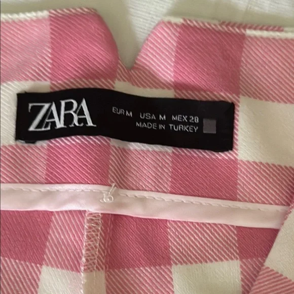 Zara Pink and White Checkered Pants size 28 - Picture 4 of 6